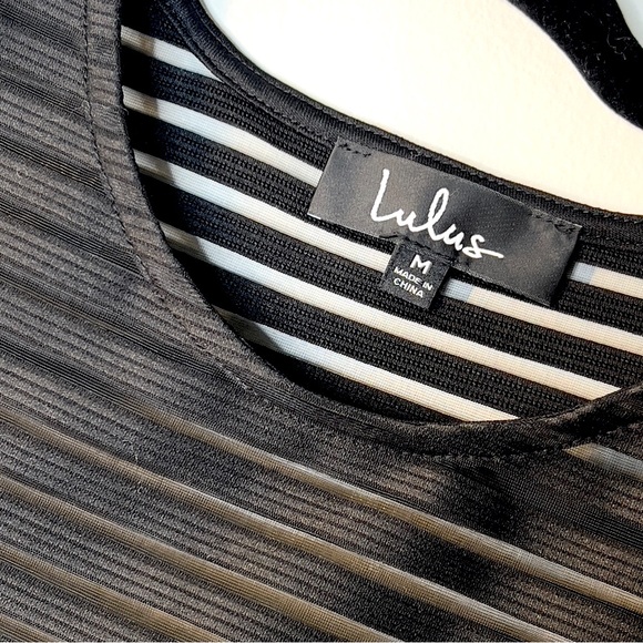 LULUS W size M Black 3/4 Sleeve Scoop Neck Midi Cocktail Dress - Picture 6 of 7